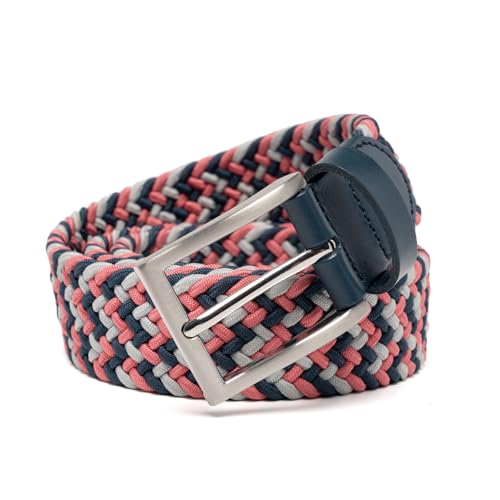 Image of Men's Stretch Braided Elastic Woven Canvas Golf Belt, multicolor,1 3 /8 inch