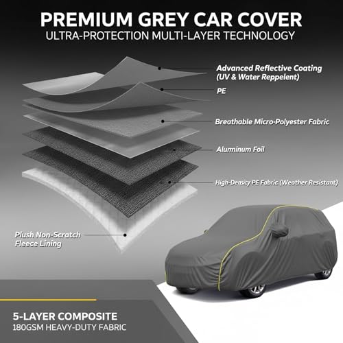 Image of Premium Grey Series 100% Waterproof Car Body Cover for Venue Cover (All Models) with Mirror Pockets | Triple Stitched, Elastic, Custom Fit, Heat Resistant, Anti-Dust, All-Weather Cover