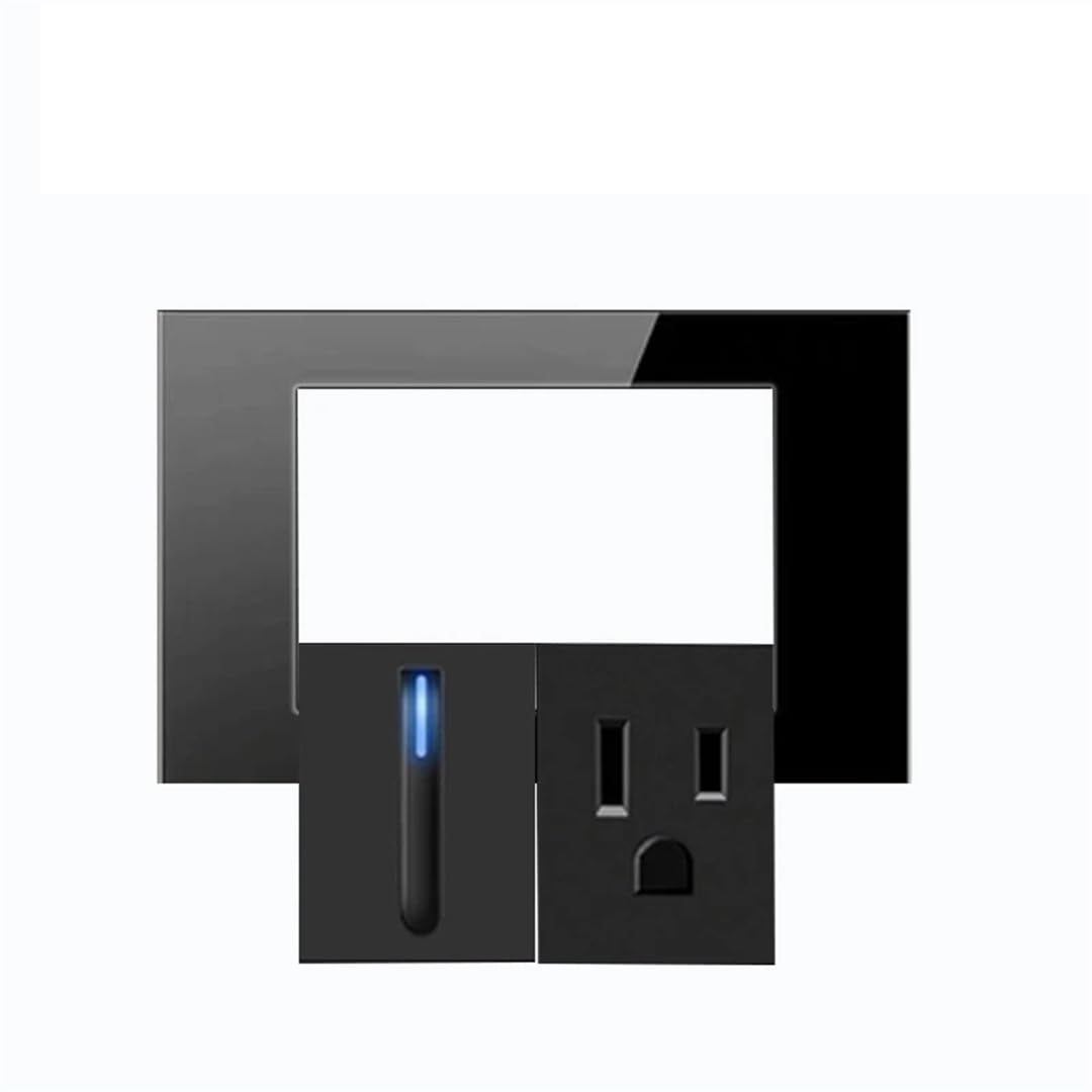 Modello 118 Reset Presa Elettrica Da Parete In Vetro Nero USA Con Interruttore A LED, Indicatore Di Ricarica USB 15A 220V 118X74mm