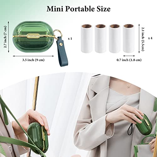 2 Pcs Double Sided Mini Lint Roller With Hand Strap,Reusable Portable Lint Roller Remove Lint And Pet Hair From Clothes, And Furniture, With 8 Refills, Dust Fuzz Fur For Travel Household (Grey+Green) #TOP2