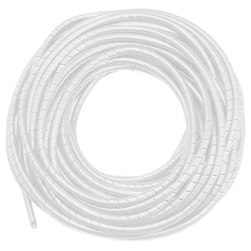 Gaine Spirale Flexible Universel 12m x 8mm, Gaine Torsadée Cache Câbles, Tube de Rangement Câble Protection Fils Electrique TV/PC/USB (Blanc Transparent)