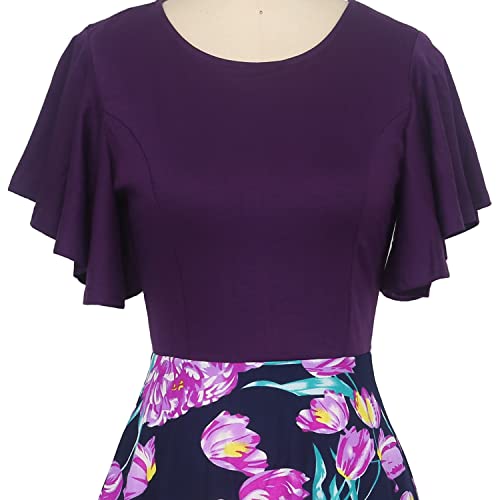 Image of oxiuly Wedding Church Vintage Cocktail Dresses with Pockets Summer Casual Floral Dress for Women Flare376
