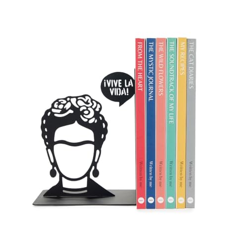 Balvi Buchstütze Frida Schwarz Farbe Buchstütze dekorative Figur mit der ikonischen Frida Eisen 17 cm