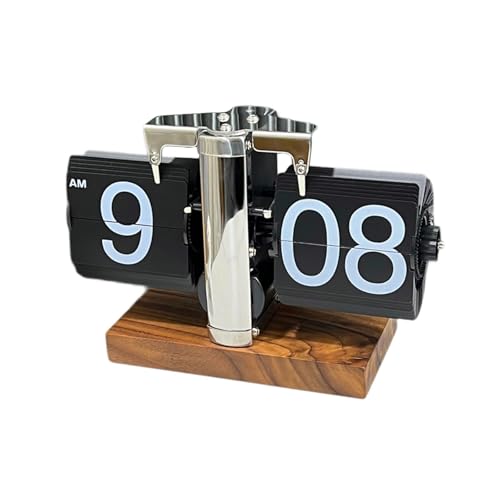 T Tooyful フリップデスククロック、テーブルクロック、機械式フリップクロック, ステンレススチール 12時間