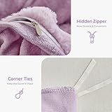 Lekesky Lavender Double Duvet Cover Set Fluffy Bedding - Shaggy Faux Fur Fleece Double Duvet Set (1x Quilt Cover + 2x Pillowcases) Soft Warm Teddy Fleece Bedding Set 200x200 cm, Lavender - Image 5