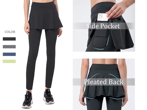 Women Tennis Skirted Leggings with Pockets Athletic Pleated Skirts with Leggings Workout Active Golf Skort4