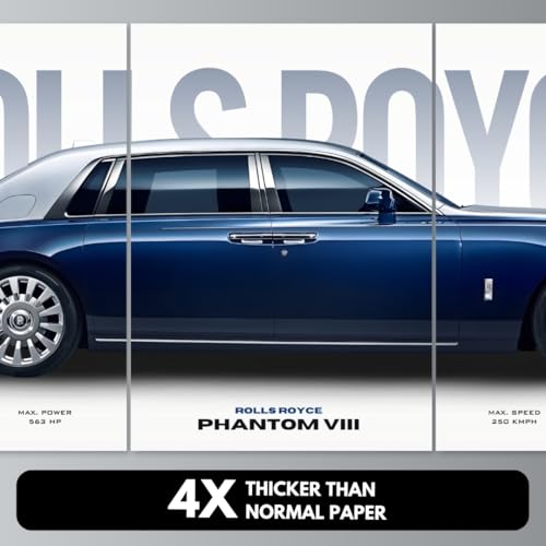 Image of Funk You Store Rolls Royce Phantom Poster Split Design Car Poster | 3 A3 Sized Luxury Posters for Wall | Large Size (89 x 42 cm) Wall Decor | Rolls Royce Phantom Car Posters for Bedroom (B 013)