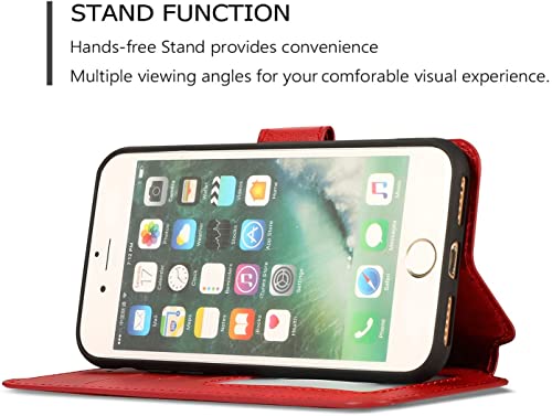 Étui iPhone 6 Plus QLTYPRI housse portefeuille cuir PU rouge - 3