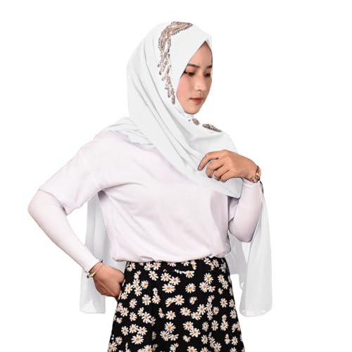 ZGMYC Women's Chiffon Gliiter Sequin Long Scarf Muslim Hijab Elegant Sparkly Headscarf Shawls and Wraps for Evening Dress2