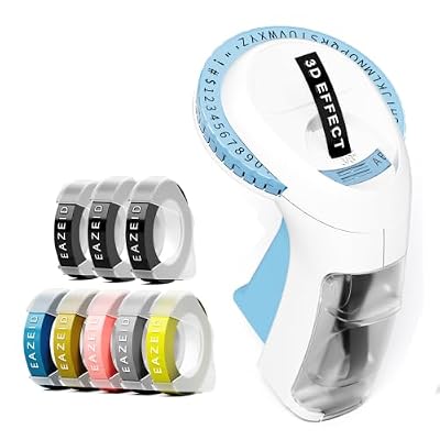 EazeID Embossing Label Maker with with 8Roll 3D Color Embossing Labels-Waterproofs, Embossed Label Maker Vintage, Retro Embosser Manual, Old School Labeler for Home Office Classroom Gifts Scrapbook