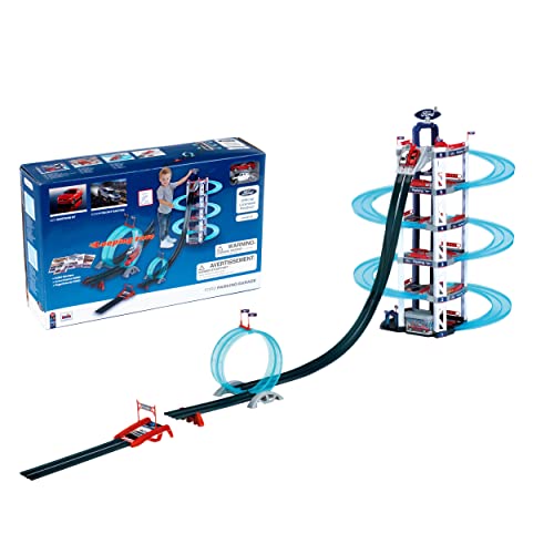 Theo Klein 3310 Ford Parkhaus mit 6 Ebenen und Looping I Ein Meter hohe Parkgarage mit Rennrampe, Looping und Sprungschanze I Maße: 250 cm x 55 cm x 100 cm I Spielzeug für Kinder ab 3 Jahren