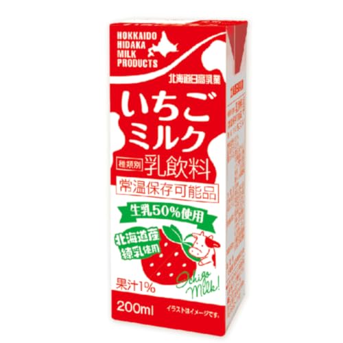 乳飲料 日高乳業 いちごミルク 200ml×24本[30日以内出荷予定(土日祝除く)]