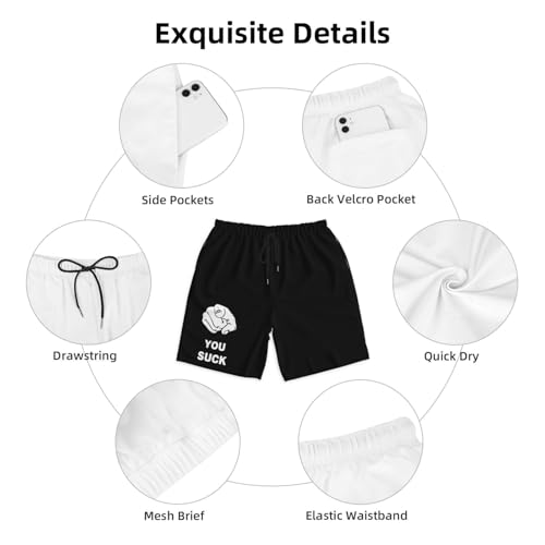 You Suck Offensive Men's Quick-Dry Board Shorts 7" - Swim Trunks Summer Hawaii Beach4