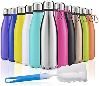 Sunlotus Metal Water Bottle Vacuum Insluated Water Bottle Stainless Steel Water Bottle Drink Flask Leak Proof Keep Hot Cold Drinks Reusable Thermo for Gym Sports(White)