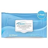 Clean Zone CPAP Mask Cleaning Wipes - 3 Pack x 62 Count - Gently Removes Oil and Dirt from Masks and Equipment - No Chemical Residue, Alcohol Or Latex - Unscented and Odor-Free