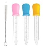 Pipette 3 Stück Liquid Dropper 5ML Dropper Pipette Silikon Kunststoff Pipetten Bringen 1 Stück Bürsten für Pflanze Süßigkeitenformen ätherischen Ölen Kosmetik DIY Bastelarbeiten (3 Farben, 3 Stück)