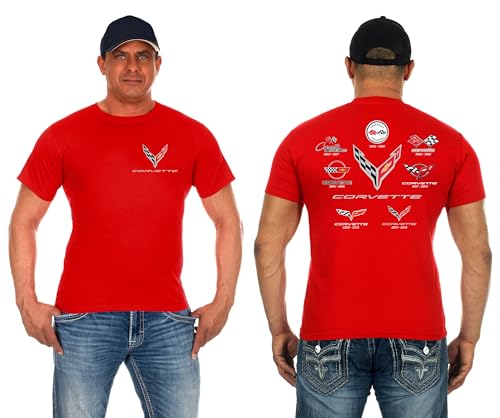 JH DESIGN GROUP Mens Corvette T-Shirt C8 C7 C6 C5 C4 C3 C2 C1 Collage Shirt (US Alpha XX-Large Regular Regular Red)