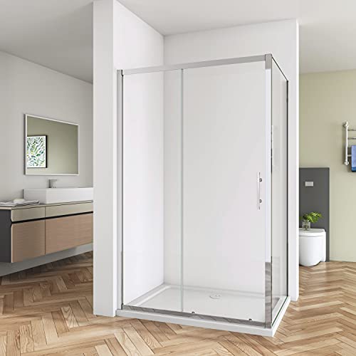 Huiyang 1200x800mm Tempered Glass 5mm Sliding Door Shower Enclosure Cubicle + Side Panel
