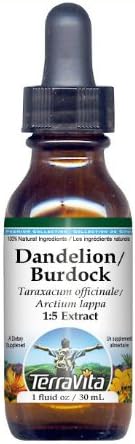 Terravita Raíz de diente de león y raíz de bardana - Extracto líquido de glicerita (15) - Sin sabor (1 fl oz, ZIN 428025) - Paquete de 3