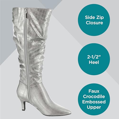 Masseys Women's Taylor Crocodile-Embossed Slouchy Boot3