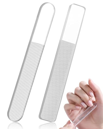 SOVYTH 2 lime per unghie in vetro, lima per unghie in vetro nano-vetro, lime per unghie in vetro nano cristalli, set professionale con custodia per unghie acriliche e naturali