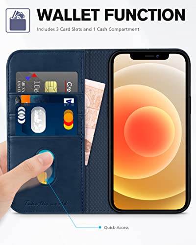 Tucch Case For Iphone 12 Pro/Iphone 12 5G, Pu Leather Folio Case Wallet With Kickstand [Card Slot] Cover [Protective Tpu Interior Case] Compatible With Iphone 12 /Iphone 12 Pro 6.1-Inch, Brown & Blue #TOP2