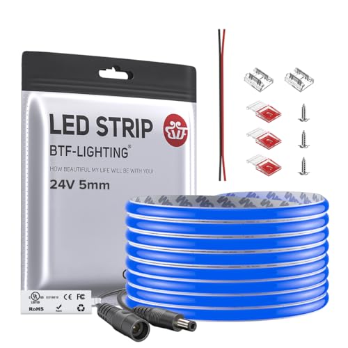 BTF-LIGHTING UL Listed Blue Color 5mm Width FCOB COB LED Strip Light