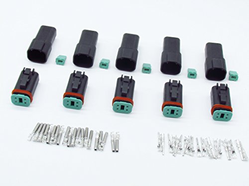 Cnkf 5 Sets 4Pin Dt Connector Kit Waterproof Sealed Electrical Plug Housing Wire Dt Connector 22-16Awg Dt04-4P Dt06-4S (Black) #TOP2