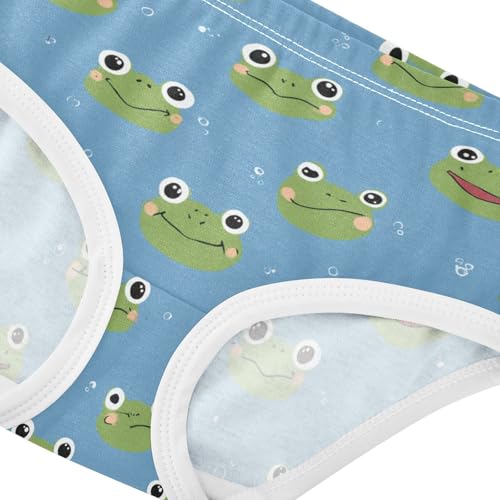 Wusikd Cute Frogs Girls' Underwear Cotton Blue Girls Briefs Soft Toddler Underwear 2T4
