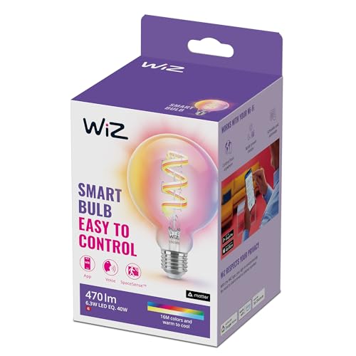 WiZ Tunable White und Color LED Lampe,G95 Globe, E27, 60W, dimmbar, warm-bis kaltweiß, 16 Mio, Farben, smarte Steuerung per App/Stimme über WLAN