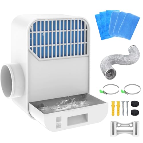 Upgrade 3-in-1 Indoor Dryer Vent Kit, Dryer Vent Box for Electric Dryer Have ABS Screen Filter, Polyester Filter, Water Drawer System Triple Filtration, Proviide 6 Polyester Filters &1 Hose