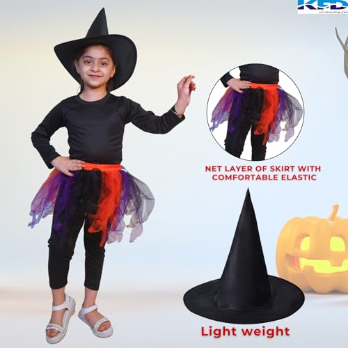 Image of Kaku Fancy Dresses Holloween Skirt Cap Set For Girl|Skirt Cap Set For Annual Function /Holloween Party /Competition - Girl, 3-4 Years