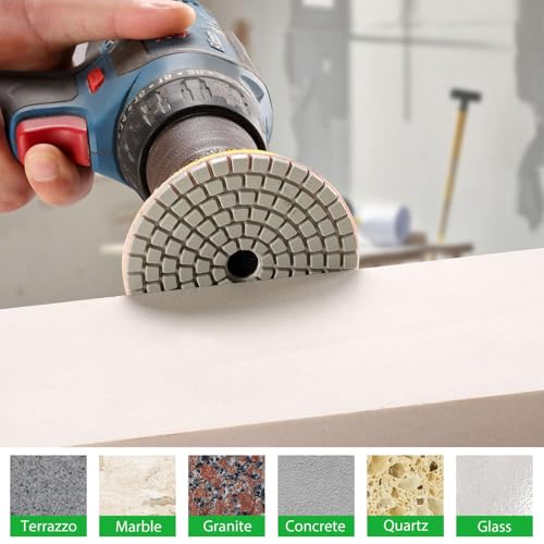 Image of 3 Inch Diamond Polishing Pads with M14 Backer Pad, 12PCS Wet /Dry Granite Stone Polish Pad Kit for Drill, Grinder, Polisher, 50-6000 Grit Diamond Sanding Pad for Concrete Marble Rock