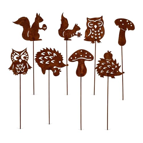 Zidoley Decorazione da giardino in metallo arrugginito, resistente alle intemperie,