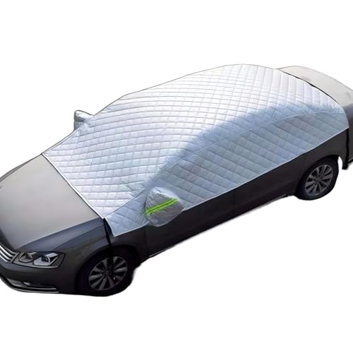 Teybouk Car Snow Cover, Thickened Metal Foil Winter Sun Shade with Windproof Strap, All Weather Thickened Windshield Half Protective Shield, Universal for Most SUVs, Sedans (Silver)