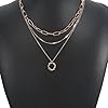 Azwood Boho Layered Circle Choker Necklace Choker Vintage Paperclip Chain Necklace Geometric Circle Pendant Necklaces Gold Hollow Multilayer Statement Necklaces Jewelry for Women Girls #2