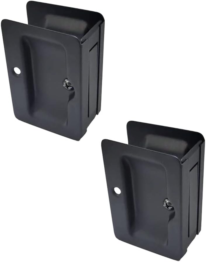 QCAA Premium Quality Solid Brass Rectangular Pocket Sliding Door Pull, Passage Function, 3-1/4''X2-1/4'', Matte Black, 2 Pack, Made in Taiwan