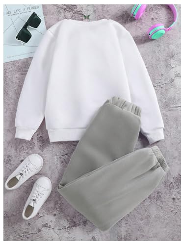 Image of Milumia Cute Clothes for Girls 2 Piece Sweatsuit Outfits Sweatshirt and Sweatpants Sweat Set Tracksuit
