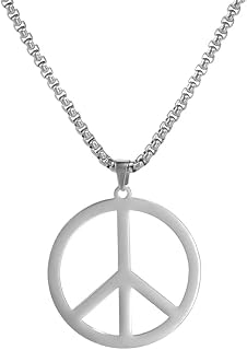 Hippie Style Peace Sign Necklace Peace Sign Pendant Necklace Peace Symbol Jewelry Stainless Steel 1960s 1970s Hippie Party Dressing Accessories Necklaces for Men Women