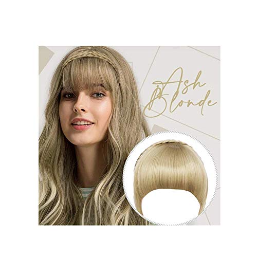 Womens Secret Bang Wig Braid Headband - Instant Hair Bangs Restylable Stylish Headband Braid Hairstyle,Easy-to-WEAR (Ash Blonde)