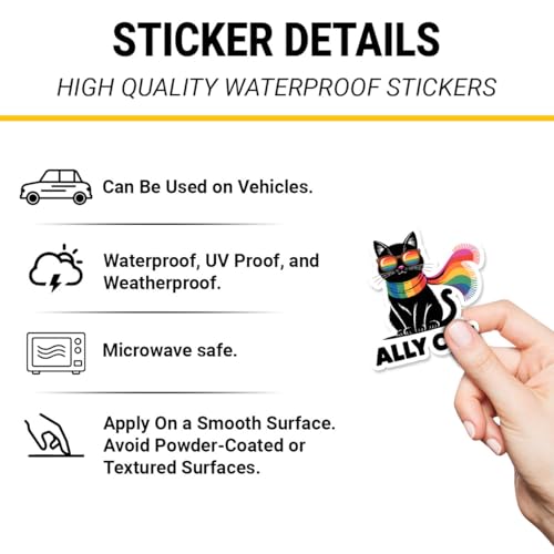 Stickers imperméables Ally Cat pour ordinateur et gourde - Ne se décolorent pas - 4