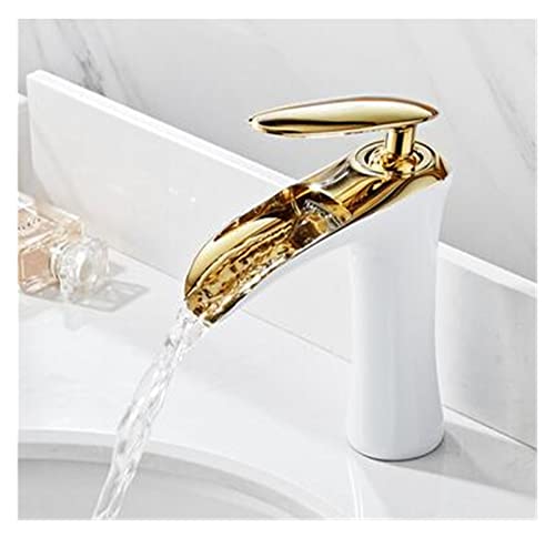 Robinet cascade pour évier et vasque design blanc or ambiance spa - 2