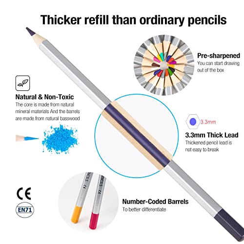 Funlavie Colored Pencils 48 Coloring Pencils Premium Art Drawing Pencil For Adults Coloring Book #TOP2