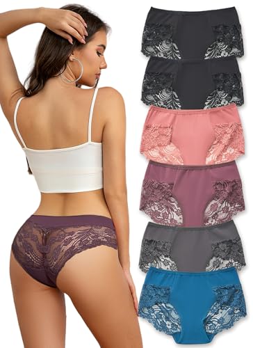 Sexy Panties For Women Lacy Underwear Women Cheeky Panties High-Waist Sexy Lace Womens Solid Underpants Pack