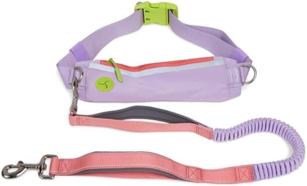 YOULY by Petco Shock-Absorbing Dog Leash & Running Belt Set 3 ft. Pink