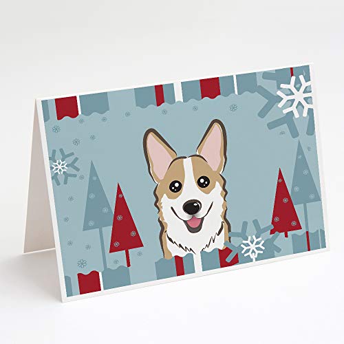 Caroline's Treasures BB1749GCA7P Winter Holiday Sable Corgi Greeting Cards and Envelopes Pack of 8 Blank Cards with Envelopes Whimsical A7 Size 5x7 Blank Note Cards