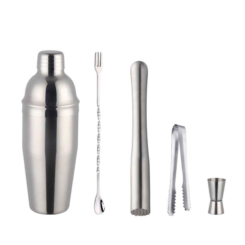Coctelera de Acero Inoxidable, Juego De Coctelera Arcoíris Acero Inoxidable 1 A 5 Piezas, 750 Ml, Con Colador, Vaso Medidor, Kit Barman, Herramienta Barra(04)