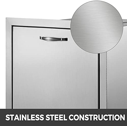 Mophorn Pull Out Trash Drawer 19.7W x 26.5H Inch Outdoor Kitchen Drawers Stainless Steel with Trash Bag Ring for BBQ Island or Grill Station - Thumbnail 2