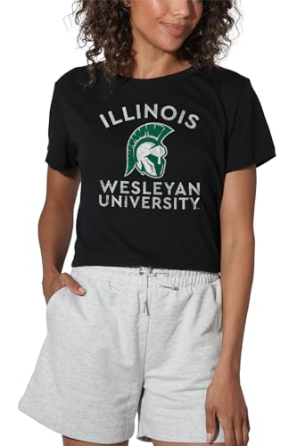 Illinois Wesleyan University Official Titans Logo Women's Crop, Black, S