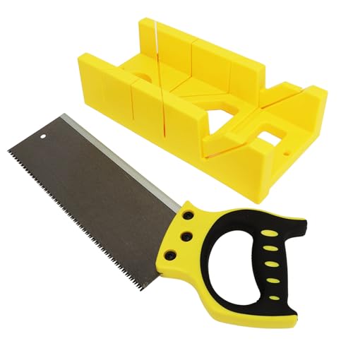 Haofy Sierra Ingletadora Multiángulo con Caja de Sujeción de Sierra, Diseño Portátil para Decoración del Hogar, Acero, ABS